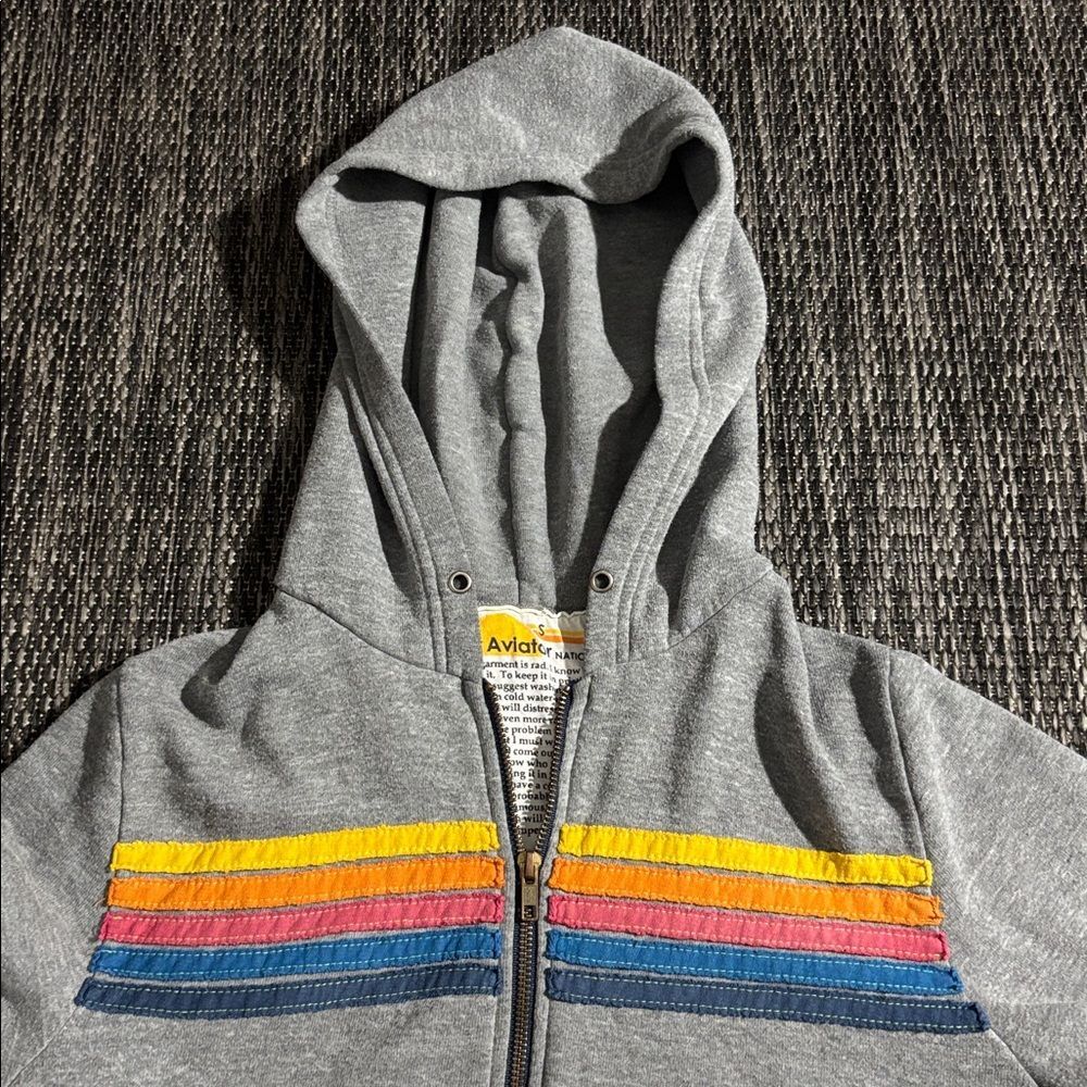 Aviator nation 5 STRIPE HOODIE - HEATHER GREY - Picture 3 of 9